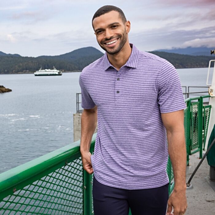 Cutter & Buck Forge Eco Heather Stripe Stretch Recycled Mens Polo Thumbnail