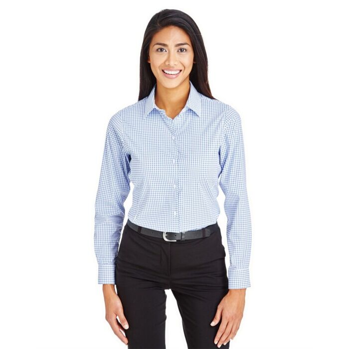 Women's CrownLux Performance® Micro Windowpane Woven Dress Shirt Thumbnail
