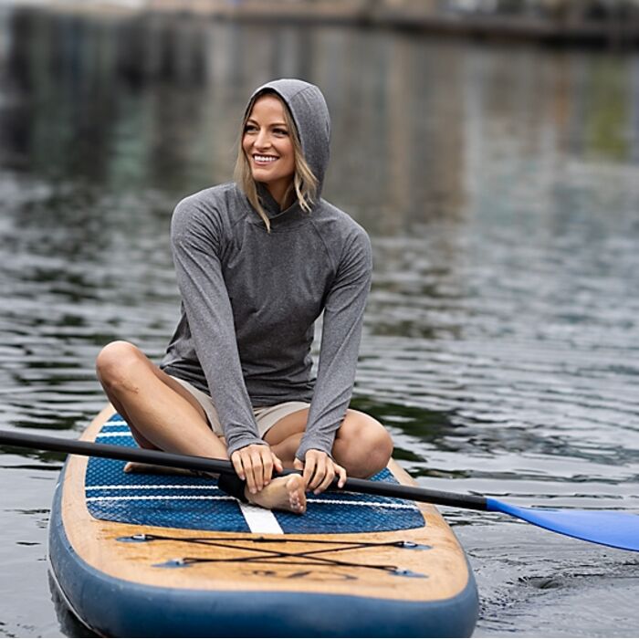 Cutter & Buck Adapt Knit Recycled Womens Heathered Hooded Pullover Thumbnail