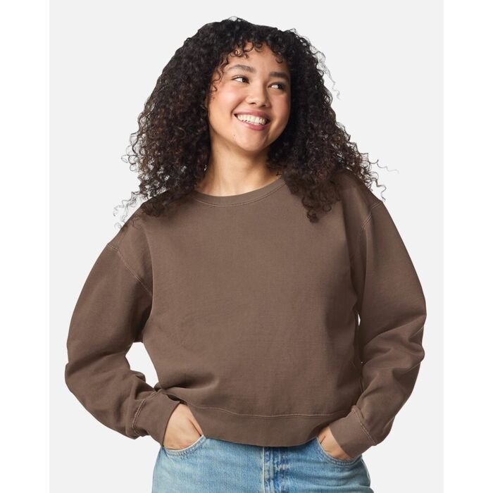 Women's Garment-Dyed Mid-Length Crewneck Sweatshirt Thumbnail