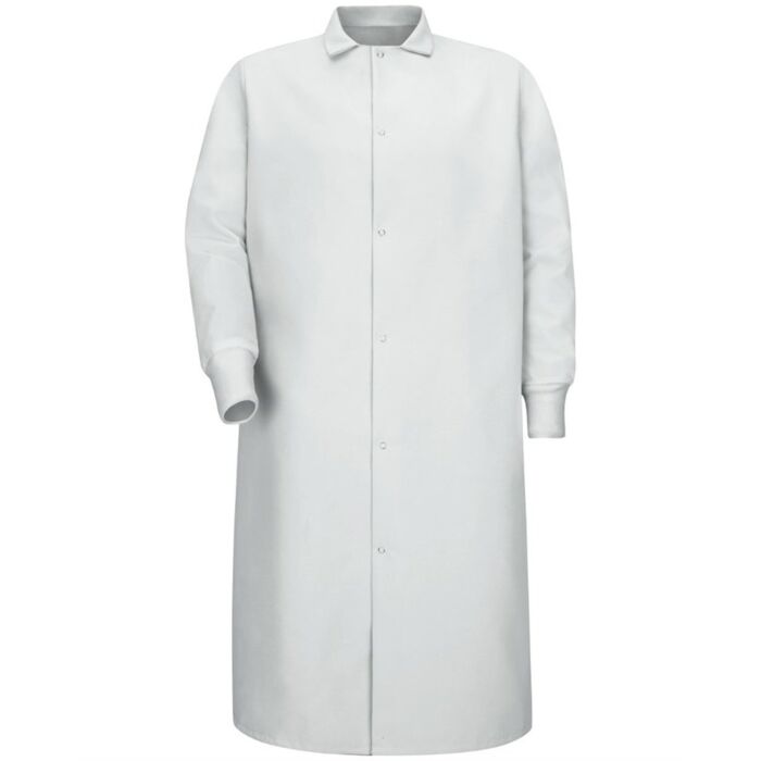 Unisex Gripper-Front Pocketless Butcher Coat With Knit Cuffs Thumbnail