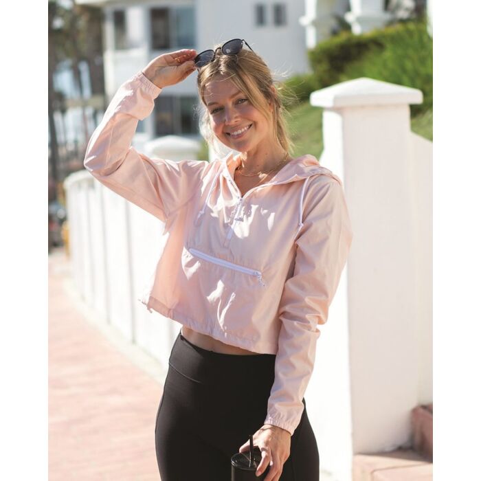 Women's Lightweight Quarter-Zip Pullover Crop Windbreaker Thumbnail