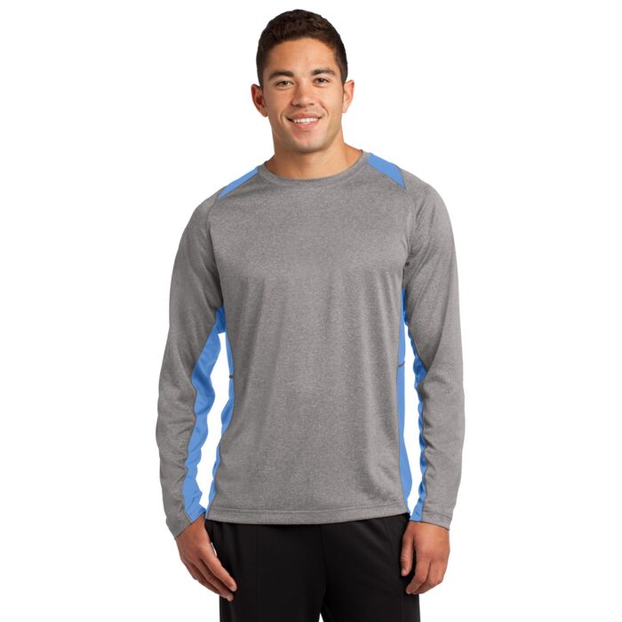 Unisex Poly Heather Colorblock Long Sleeve Thumbnail
